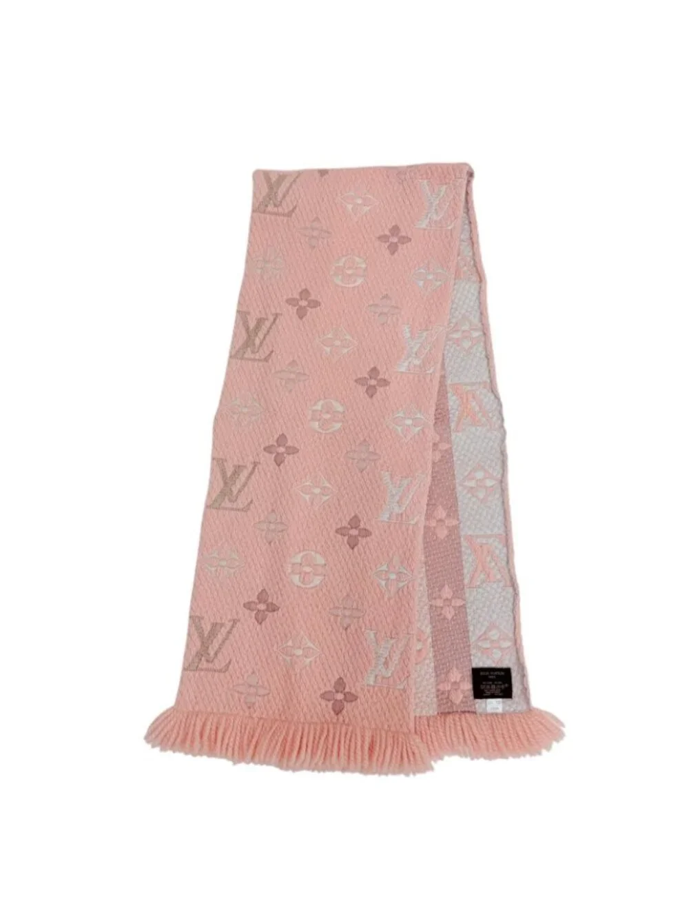Louis Vuitton Echarpe Logo Mania Rainbow Wool Silk Crystal Pink Scarf Box